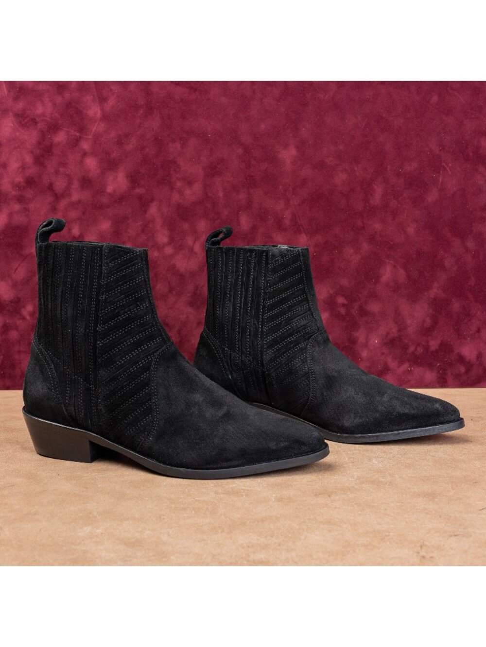 AllSaints Women Black Suede Classic Western Chelsea Fashion Boots 10US EUR40